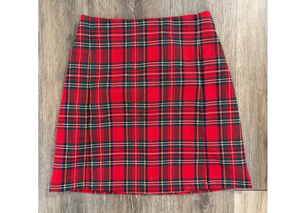 Brandy Melville Red Plaid Mini Skirt Preppy Tartan Christmas Y2K